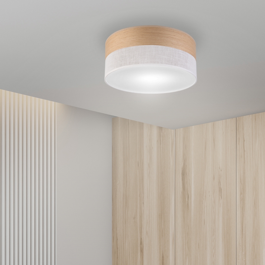 Stropno svetlo SIRJA WOOD 1xE27/15W/230V prečnik 35 cm bela/hrast