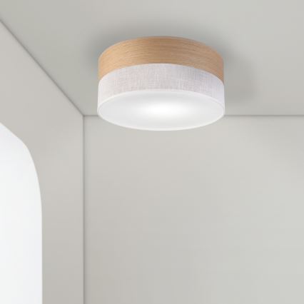Stropno svetlo SIRJA WOOD 1xE27/15W/230V prečnik 35 cm bela/hrast