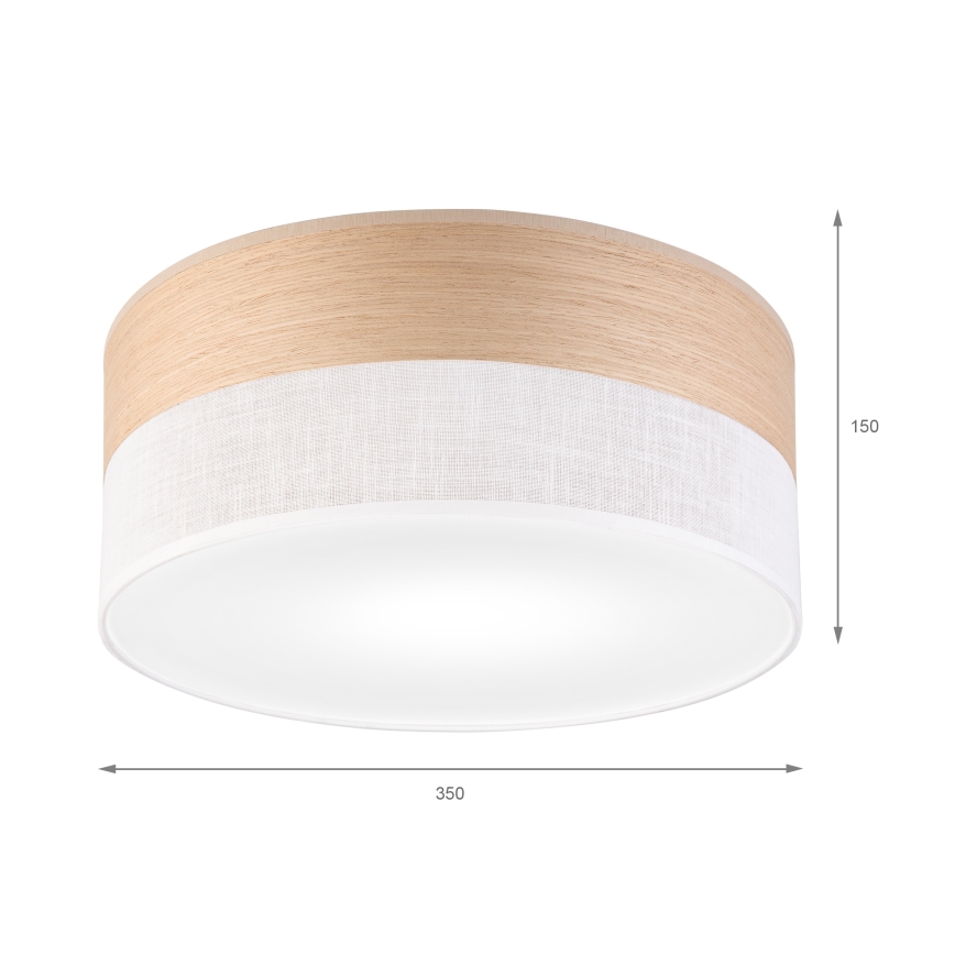 Stropno svetlo SIRJA WOOD 1xE27/15W/230V prečnik 35 cm bela/hrast