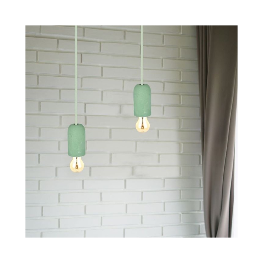 Strujni kabl 1xE27/60W/230V beton/zelena