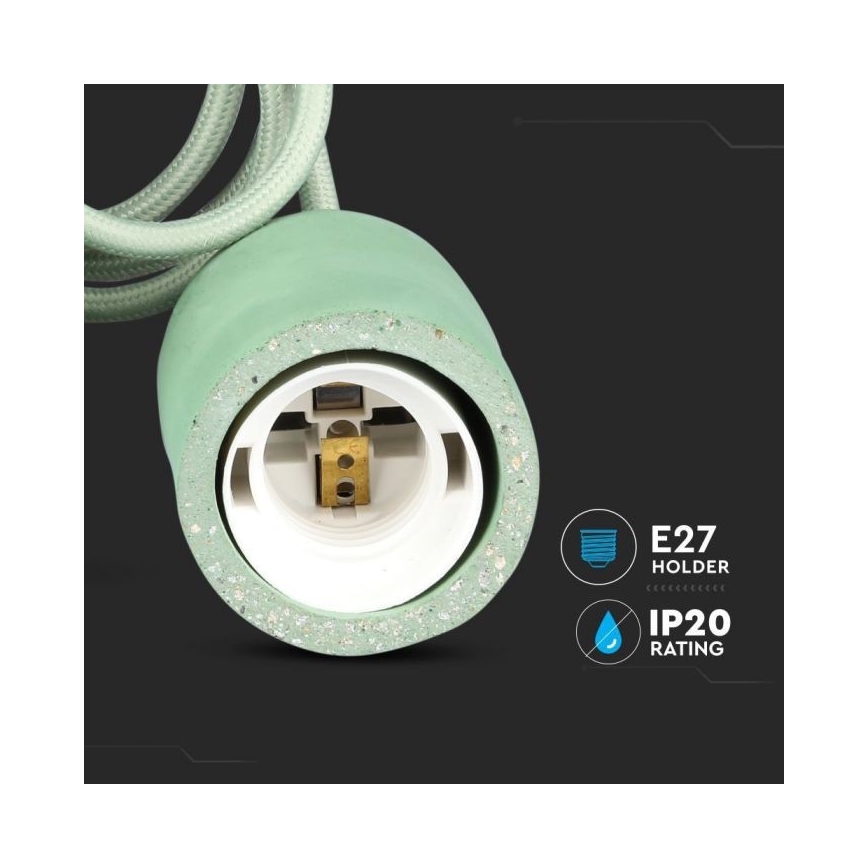 Strujni kabl 1xE27/60W/230V beton/zelena