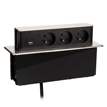 Stub sa utičnicama za radnu površinu stola 3x230V + USB-A + USB-C