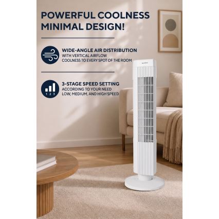Stubasti ventilator 50W/230V 74,5 cm beli