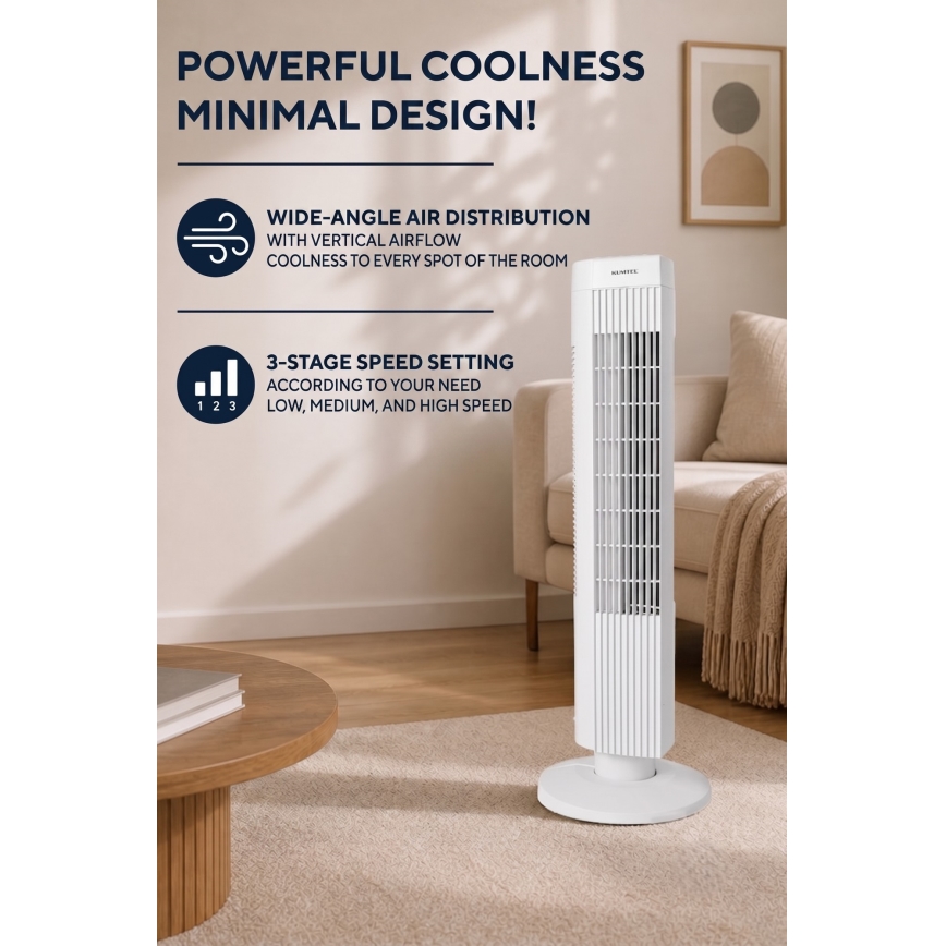 Stubasti ventilator 50W/230V 74,5 cm beli