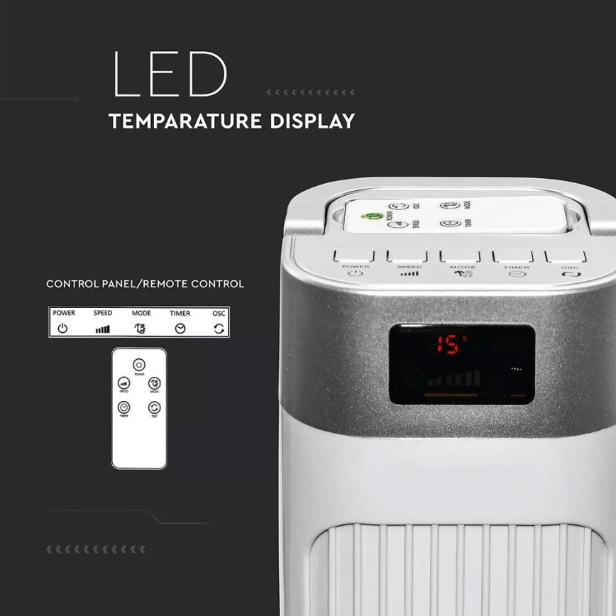 Stubni ventilator sa indikatorom temperature i daljinskim upravljačem 55W/230V