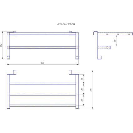 Sušač peškira HF SHEFFIELD za kupatilski radijator 52x28,4 cm, crni