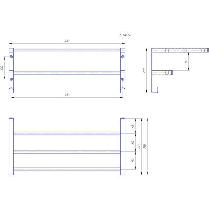 Sušač peškira za kupatilski radijator HF SHEFFIELD 52x25,6 cm crni