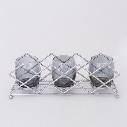 Svečnjak 33x10x11 cm sjajni hrom