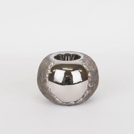 Svečnjak 7,5x10,5 cm srebran/smeđi