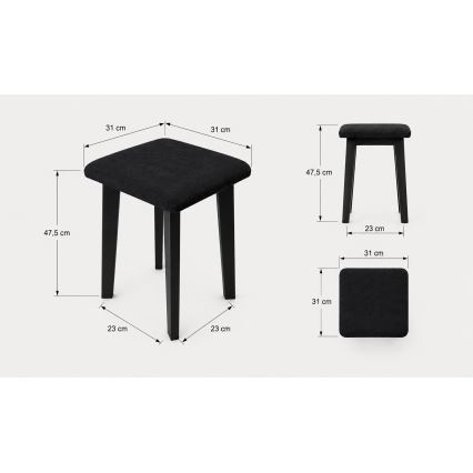 Tabure LUBE 36x36 cm bela/antracit