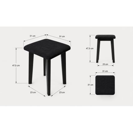 Tabure LUBE 36x36 cm bela/siva