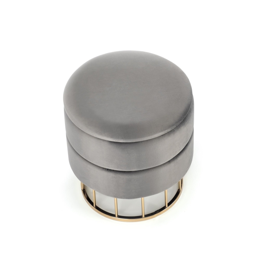 Taburet MINTY, prečnik 37 cm, siva/zlatna