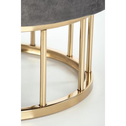 Taburet MINTY, prečnik 37 cm, siva/zlatna