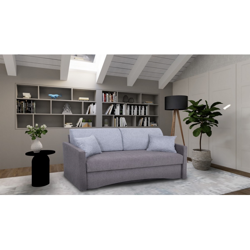 Tapacirani trosed na razvlačenje za svakodnevno spavanje sa naslonima za ruke PAUL, siva