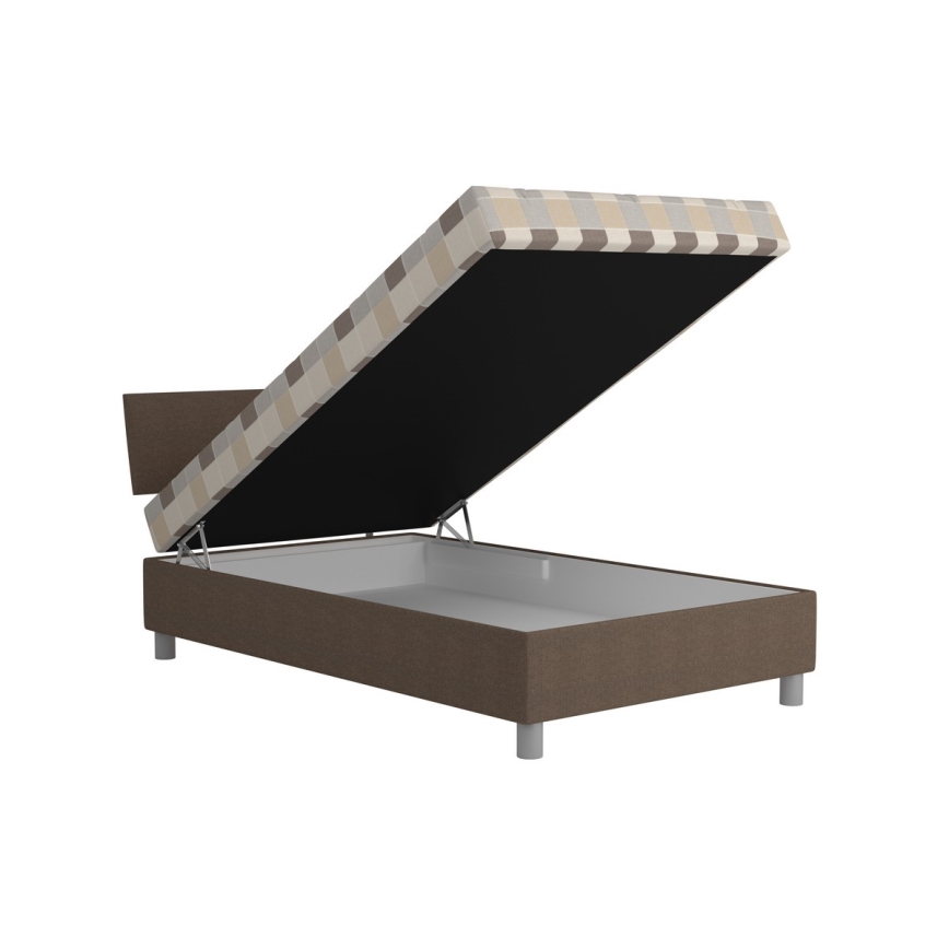 Tapacirana postelja sa prostorom za odlaganje i dušekom GEORGE 120x200 cm braon