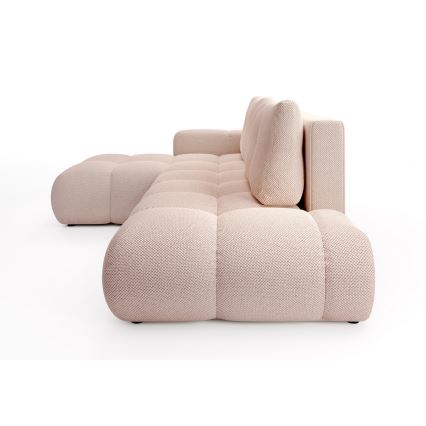 Razvlačna tapacirana ugaona garnitura sa spremištem u obliku slova L ALMADA, leva, ružičasta