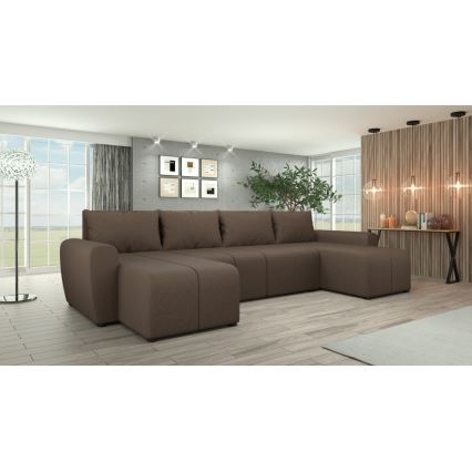 Tapacirana univerzalna rasklopiva ugaona garnitura NEWPORT u obliku slova U, braon