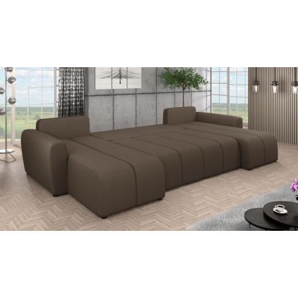 Tapacirana univerzalna rasklopiva ugaona garnitura NEWPORT u obliku slova U, braon