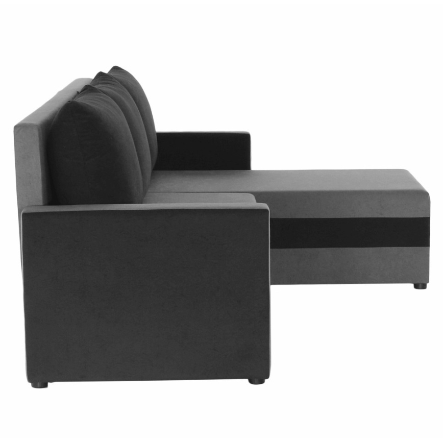 Tapacirana univerzalna rasklopiva ugaona garnitura u L-obliku BRISTOL siva/crna