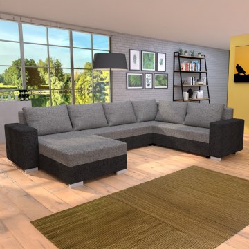 Tapacirana univerzalna razvlačna kutna garnitura u obliku slova U YORK siva/bež/braon