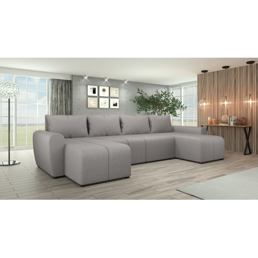 Tapacirana univerzalna ugaona garnitura na razvlačenje u obliku slova U NEWPORT siva