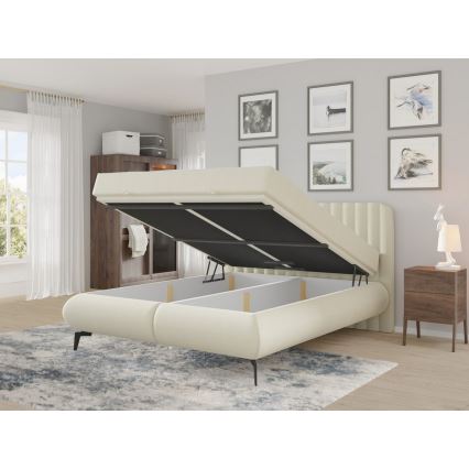 Tapacirani krevet ALEXA 160x200 cm sa dušecima i spremištem, bež