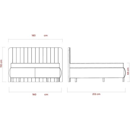 Tapacirani krevet ALEXA 160x200 cm sa dušecima i spremištem, bež
