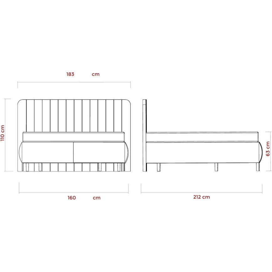 Tapacirani krevet ALEXA 160x200 cm sa dušecima i spremištem, bež