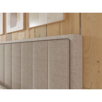 Tapacirani krevet sa dušecima i topperom sa prostorom za odlaganje ALICIA 160x200 cm bež