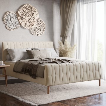 Tapacirani krevet FLORA 180x200 cm — bez dušeka, u bež boji