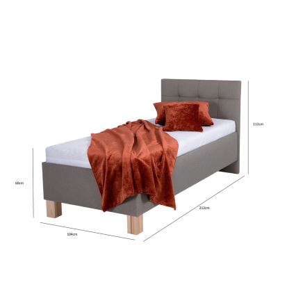Tapacirani krevet MARIA ONE 90x200 cm sa dušekom i prostorom za odlaganje, taupe