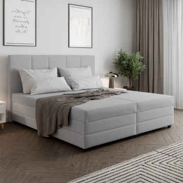 Tapacirani krevet s dušekom na opruge i prostorom za odlaganje ISABEL 180x200 svetlosiva