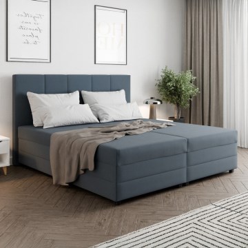 Tapacirani krevet s oprugastim dušekom i prostorom za odlaganje ISABEL 180x200 siv