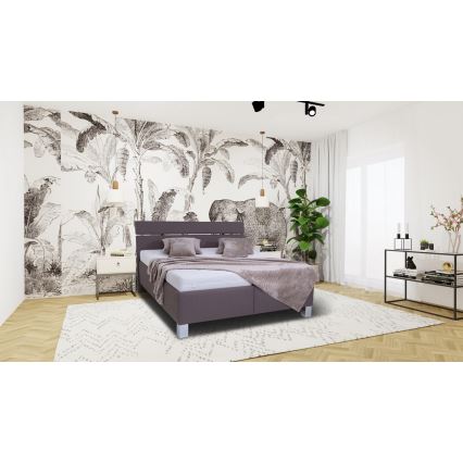 Tapacirani krevet sa dušekom i prostorom za odlaganje ALIS 180x200 cm braon