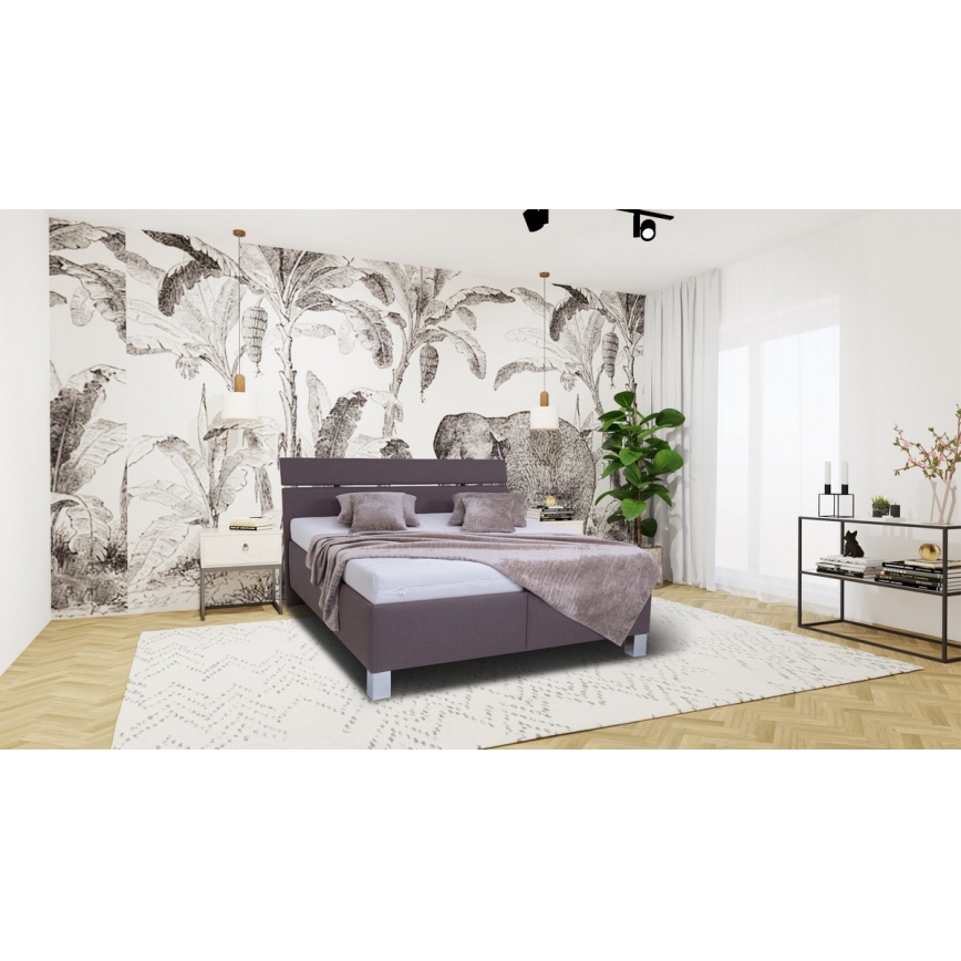 Tapacirani krevet sa dušekom i prostorom za odlaganje ALIS 180x200 cm braon