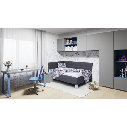 Tapacirani krevet sa dušekom i prostorom za odlaganje MARIA PETITE 120x200 cm siv