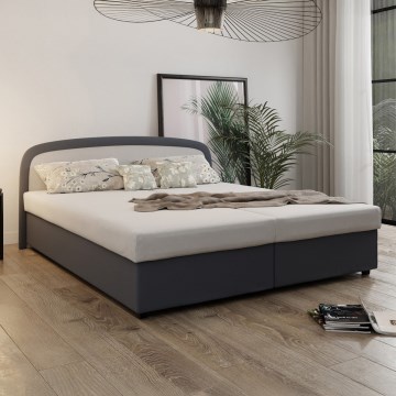 Tapacirani krevet sa opruganim dušekom i prostorom za odlaganje MALIA 160x200 siva