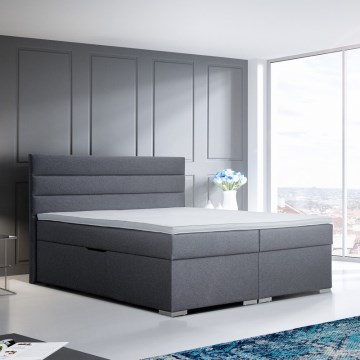 Tapacirani krevet sa prostorom za odlaganje i dušecima sa topperom NEW BOLERO 180x200 cm siva