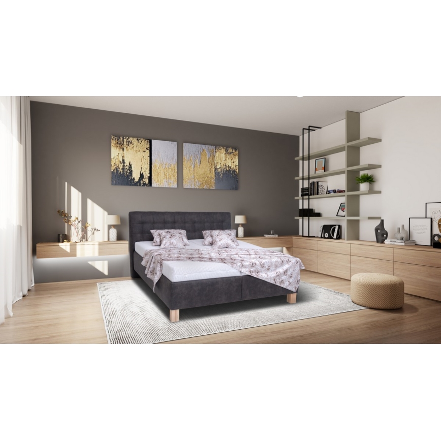 Tapacirani krevet VIOLET 160x200 cm sa dušekom i prostorom za odlaganje, tamno siva