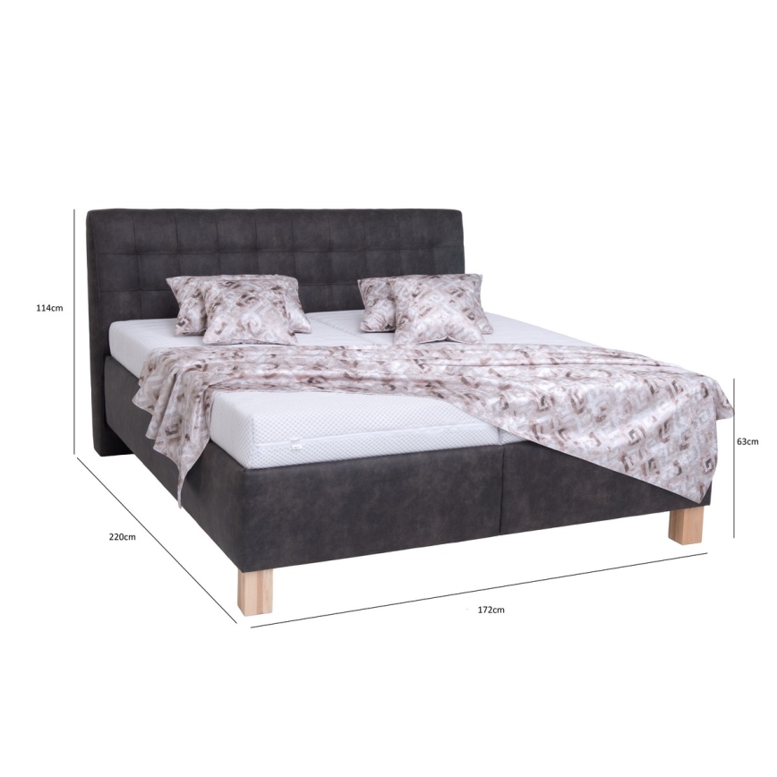 Tapacirani krevet VIOLET 160x200 cm sa dušekom i prostorom za odlaganje, tamno siva
