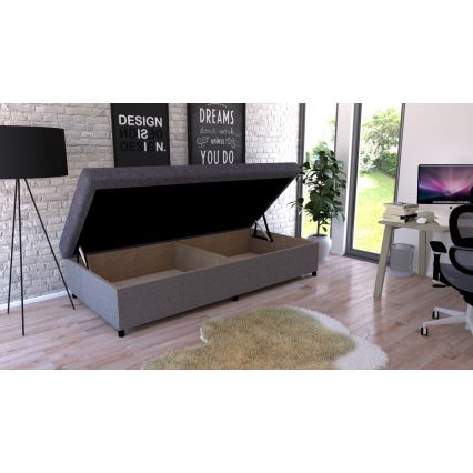 Tapacirani ležaj sa prostorom za odlaganje CORY 80x200 siva