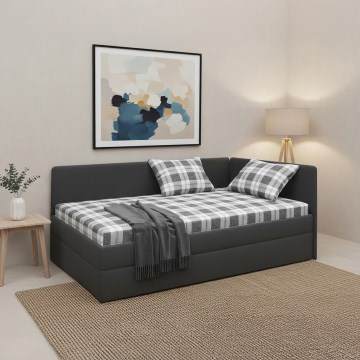 Tapacirani ležaj sa univerzalnim L/P uzglavljem ARLY 110x200 cm antracit/bela