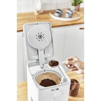 Tefal - Aparat za filter kafu sa LCD displejom SENSE 1000W/230V bela