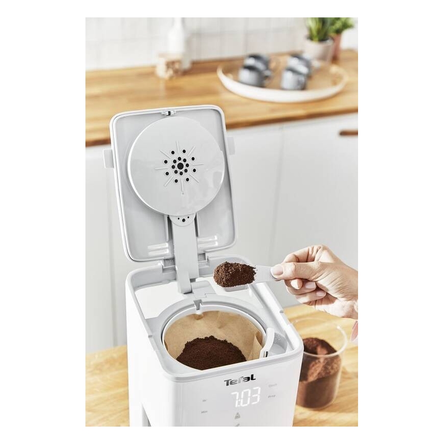Tefal - Aparat za filter kafu sa LCD displejom SENSE 1000W/230V bela