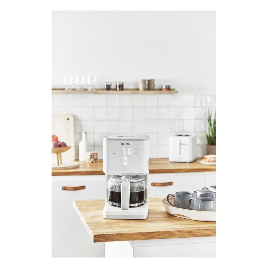 Tefal - Aparat za filter kafu sa LCD displejom SENSE 1000W/230V bela