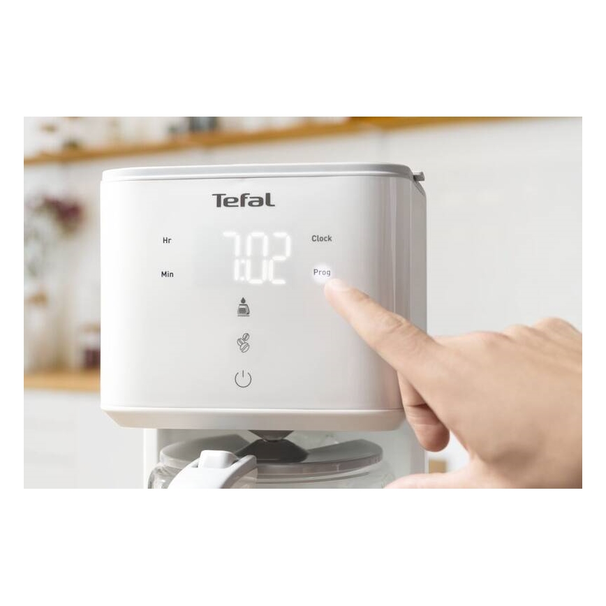 Tefal - Aparat za filter kafu sa LCD displejom SENSE 1000W/230V bela