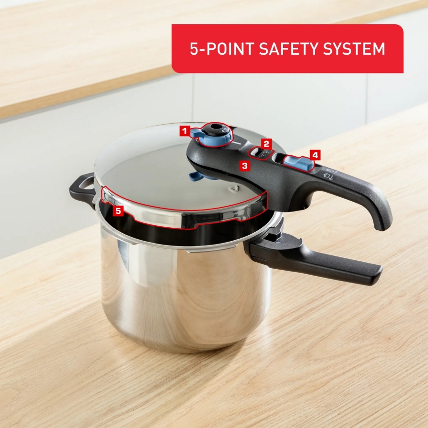 Tefal - Ekspres lonac 6 l SECURE TRENDY od nerđajućeg čelika