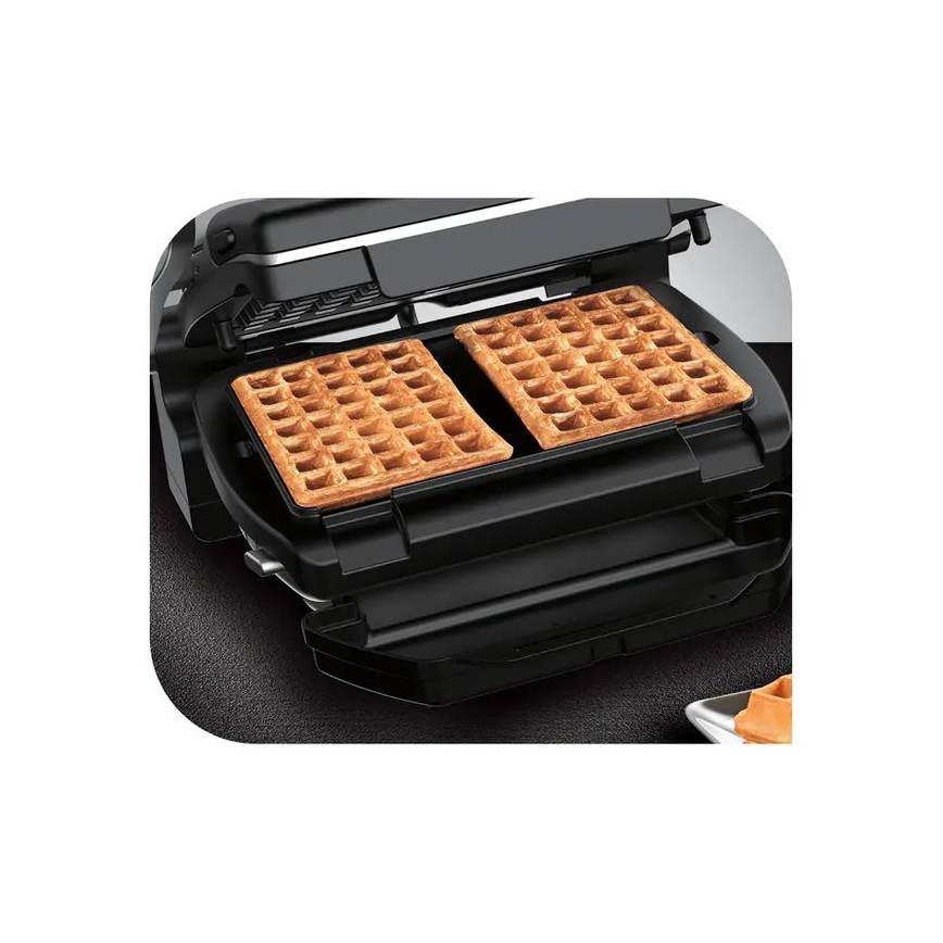 Tefal - Kontaktni gril OPTIGRILL+ INOX WAFFLES 2000W/230V crni/hrom