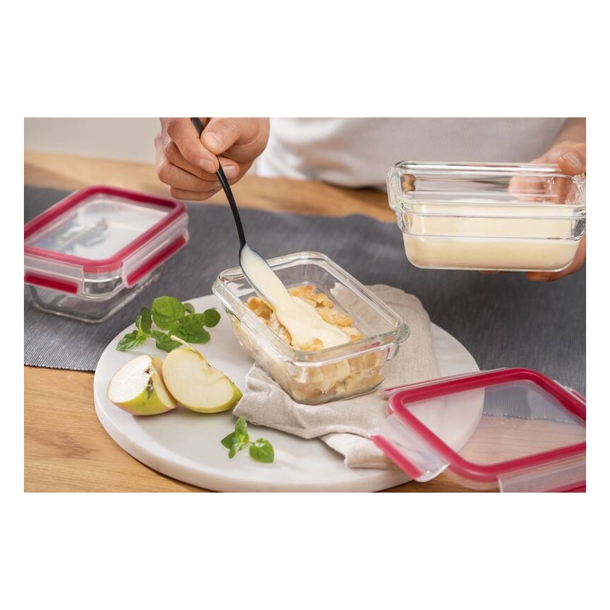 Tefal - Posuda za namirnice 0,45 l MSEAL GLASS crvena/staklo