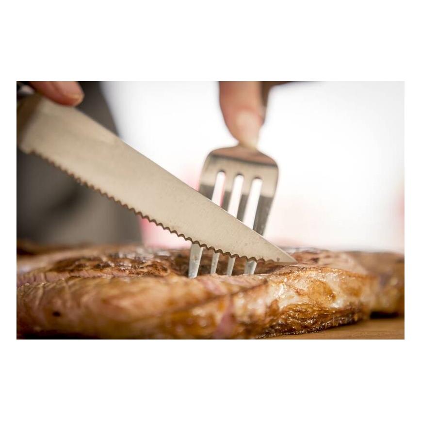 Tefal - Set noževa za steak ICE FORCE od nerđajućeg čelika 11 cm, sjajni hrom/crna, 4 kom